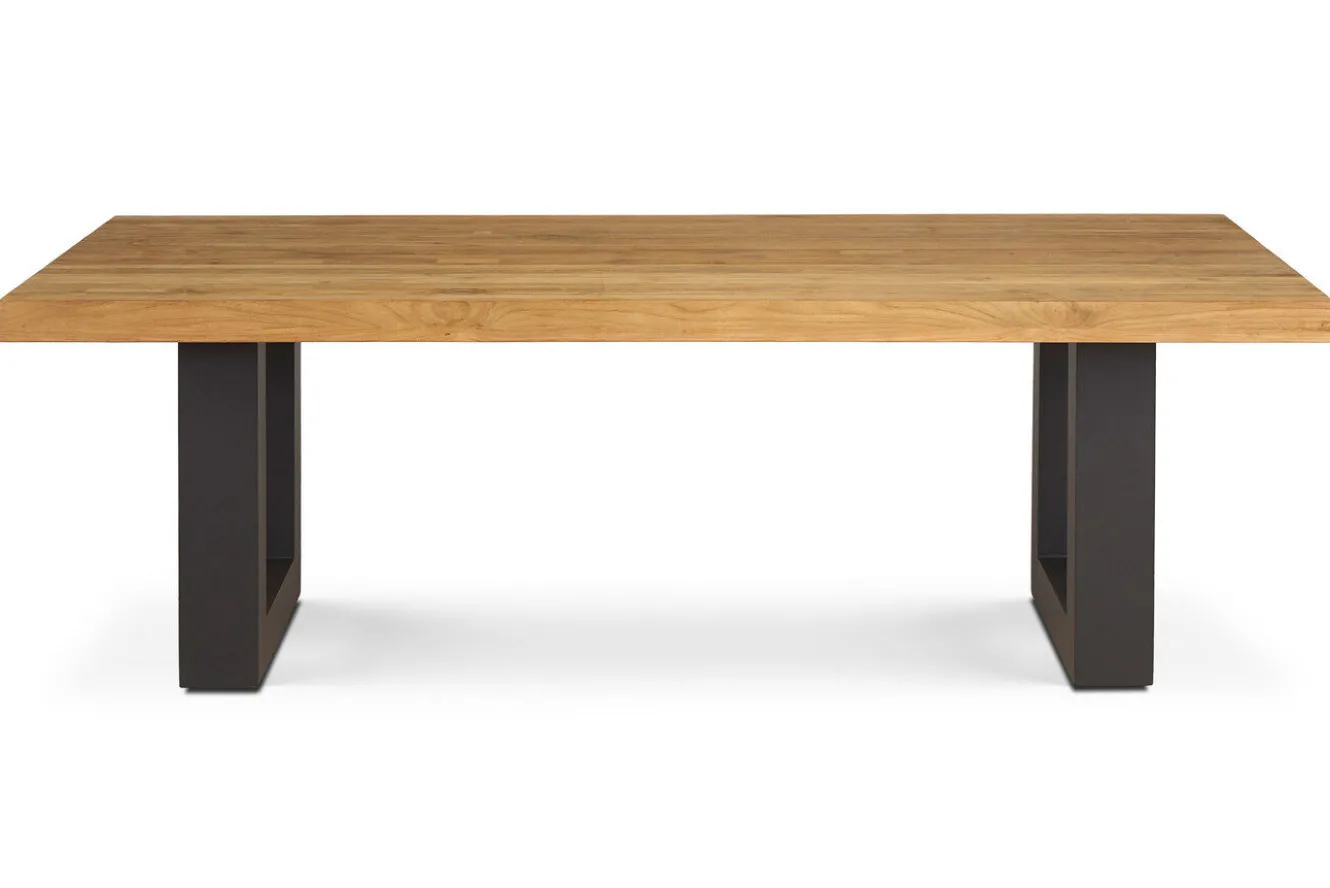 OUTFLEXX Esstisch, anthrazit/natur, Alu/recyceltes Teak, 220 x 100 cm, rustikal gebürstet, FSC®-zertifiziertes Produkt