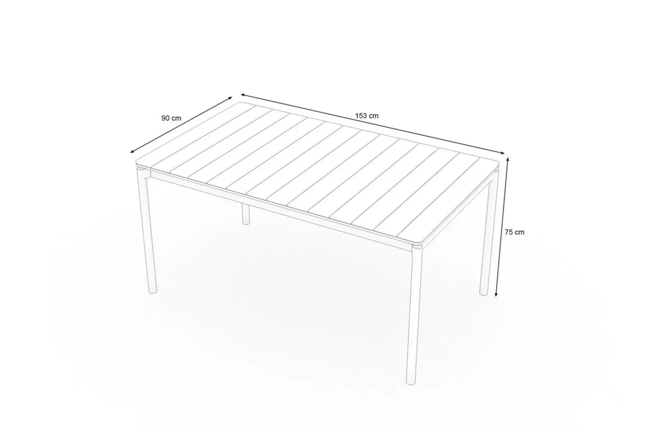 OUTFLEXX Esstisch, Anthrazit-Matt/Natur, Aluminium/Holzimitat, 153 x 90 cm, beschichtet, pflegeleicht