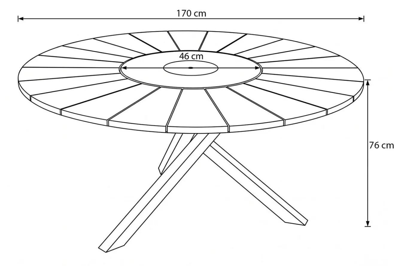 OUTFLEXX Esstisch, Edelstahl/Teakholz, Ø 170cm, inkl. drehbarer Granitplatte und Eiskühler, FSC®-zertifiziertes Produkt