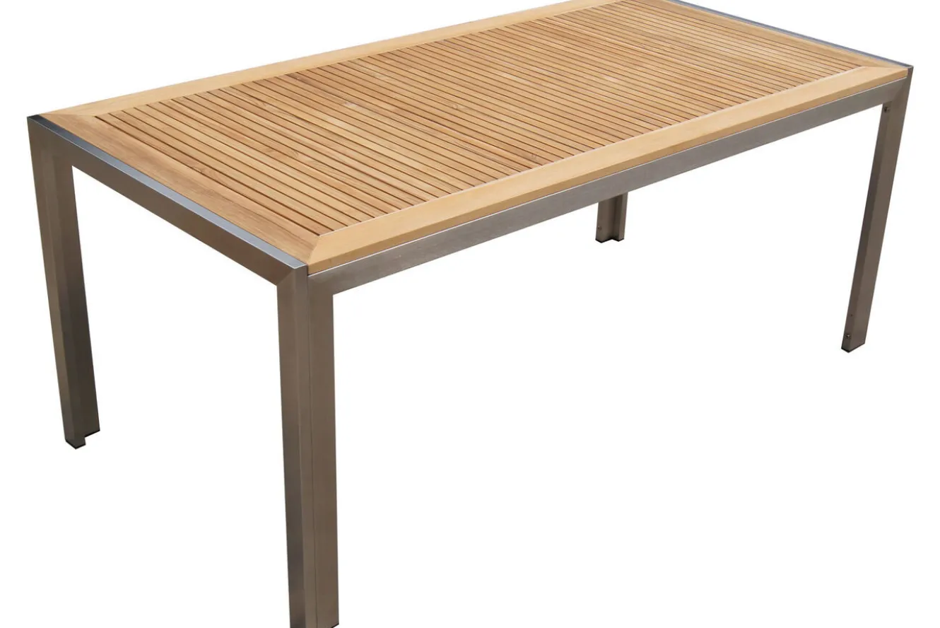 OUTFLEXX Esstisch, Edelstahl/Teakholz, 180x90cm