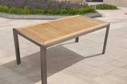 OUTFLEXX Esstisch, Edelstahl/Teakholz, 180x90cm