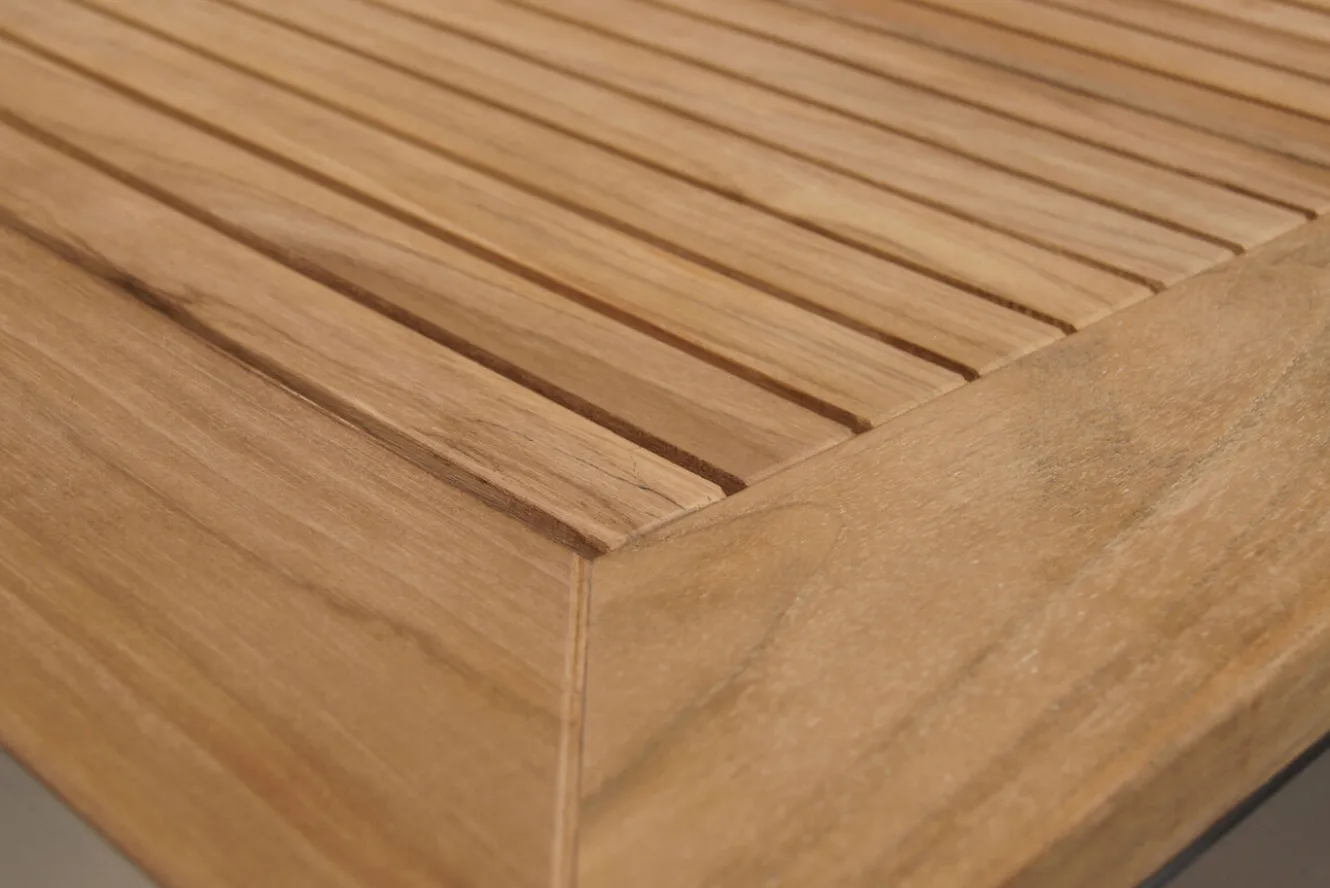 OUTFLEXX Esstisch, Edelstahl/Teakholz, 180x90cm