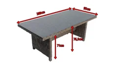 OUTFLEXX Esstisch, grau, Polyrattan, 200 x 95 cm, Tischplatte Spraystone, 6mm, aufliegend