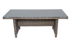 OUTFLEXX Esstisch, grau, Polyrattan, 200 x 95 cm, Tischplatte Spraystone, 6mm, aufliegend