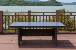 OUTFLEXX Esstisch, grau, Polyrattan, 200 x 95 cm, Tischplatte Spraystone, 6mm, aufliegend