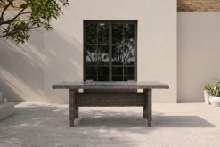 OUTFLEXX Esstisch, grau, Polyrattan, 200 x 95 cm, Tischplatte Spraystone, 6mm, aufliegend
