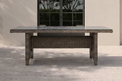 OUTFLEXX Esstisch, grau, Polyrattan, 200 x 95 cm, Tischplatte Spraystone, 6mm, aufliegend