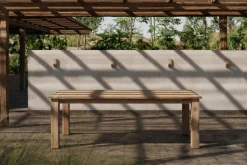 OUTFLEXX Esstisch, natur, recyceltes SLVK-Teakholz, Plattenstärke 30 mm, 160 x 90 x 77 cm