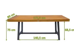 OUTFLEXX Esstisch, natur/schwarz, Akazie, 172,5 x 90 cm, FSC®-zertifiziertes Produkt