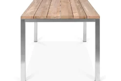 OUTFLEXX Esstisch, silber/natur, Edelstahl/ recyceltes Teak, 180x90cm, rustikal gebürstet, FSC®-zertifiziertes Produkt