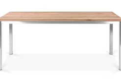 OUTFLEXX Esstisch, silber/natur, Edelstahl/ recyceltes Teak, 180x90cm, rustikal gebürstet, FSC®-zertifiziertes Produkt