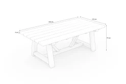OUTFLEXX Esstisch XXL, natur, recyceltes Teak, 220x110cm, rustikal gebürstet, Tischplattenstärke 4cm, FSC®-zertifiziertes Produkt