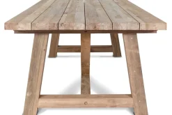 OUTFLEXX Esstisch XXL, natur, recyceltes Teak, 220x110cm, rustikal gebürstet, Tischplattenstärke 4cm, FSC®-zertifiziertes Produkt