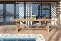 OUTFLEXX Esstisch XXL, natur, recyceltes Teak, 220x110cm, rustikal gebürstet, Tischplattenstärke 4cm, FSC®-zertifiziertes Produkt