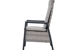 OUTFLEXX Evora Garten-Essgruppe, grau/anthrazit, Alu/Polyrattan, ausziehbare Tischplatte 180/240 x 100 cm, 6 Diningsessel