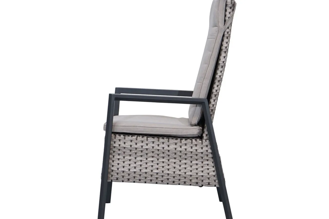 OUTFLEXX Evora Garten-Essgruppe, grau/anthrazit, Alu/Polyrattan, ausziehbare Tischplatte 180/240 x 100 cm, 6 Diningsessel