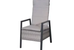 OUTFLEXX Evora Garten-Essgruppe, grau/anthrazit, Alu/Polyrattan, ausziehbare Tischplatte 180/240 x 100 cm, 6 Diningsessel