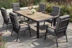 OUTFLEXX Evora Garten-Essgruppe, anthrazit/natur, Alu/Teak/Polyester, 240 x 100 cm, FSC®-zertifiziertes Produkt