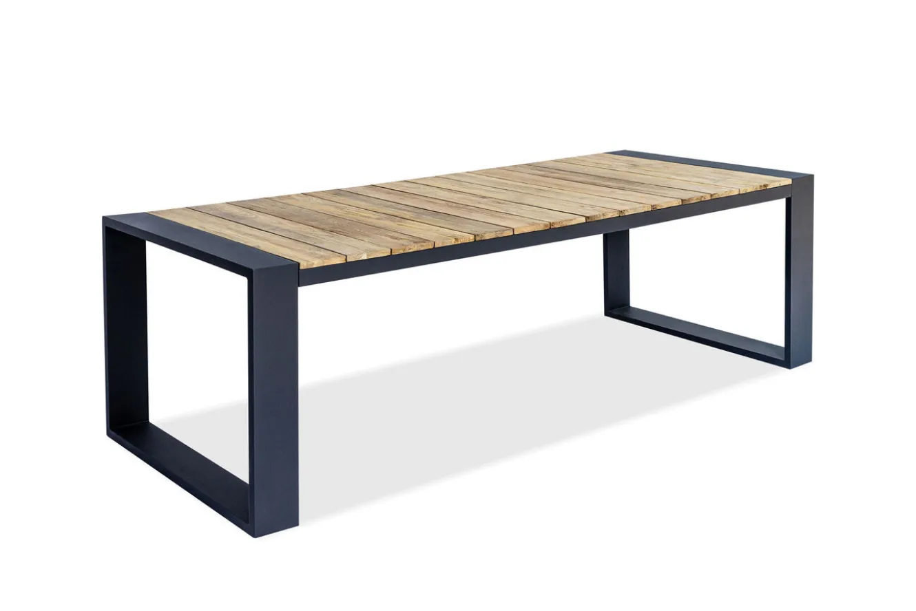 OUTFLEXX Evora Garten-Essgruppe, anthrazit/natur, Alu/Teak/Polyester, 240 x 100 cm, FSC®-zertifiziertes Produkt
