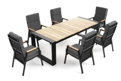 OUTFLEXX Evora Garten-Essgruppe, anthrazit/natur, Alu/Teak/Polyester, 240 x 100 cm, FSC®-zertifiziertes Produkt