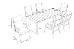 OUTFLEXX Evora Garten-Essgruppe, anthrazit/natur, Alu/Teak/Polyester, 240 x 100 cm, FSC®-zertifiziertes Produkt