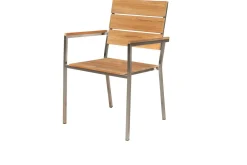 OUTFLEXX Falun Garten-Essgruppe mit 8 Sesseln, braun, Edelstahl/Teakholz, 200 x 100 cm ausziehbar, stapelbar, FSC®-zertifiziertes Produkt