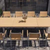 OUTFLEXX Falun Garten-Essgruppe mit 8 Sesseln, braun/silber, Teakholz/Edelstahl, 220/340 x 100 cm, ausziehbar stapelbar FSC®-zertifiziert