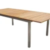 OUTFLEXX Falun Garten-Essgruppe, braun, Teakholz/Edelstahl, Ausziehtisch 180/240 x 100 cm, inkl. 6 Stapelsessel, FSC®-zertifiziertes Produkt