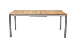 OUTFLEXX Falun Garten-Essgruppe mit 6 Sesseln, braun, Edelstahl/Teakholz, 200 x 100 cm ausziehbar, stapelbar, FSC®-zertifiziertes Produkt