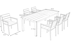 OUTFLEXX Falun Garten-Essgruppe mit 6 Sesseln, braun/silber, Teakholz/Edelstahl, 220/340 x 100 cm, ausziehbar, stapelbar, FSC®-zertifiziertes Produkt
