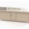 OUTFLEXX Feuertisch, beige meliert, Aluminium/Polyrattan/Glas, 200 x 100 cm, hitzebeständig, inklusive Schutzglas der Feuerstelle