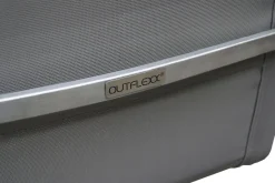 OUTFLEXX Freischwinger, taupe, Edelstahl/Textilene, padded, Armlehnen aus Teakholz