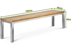 OUTFLEXX Gartenbank, Edelstahl/recyceltes Teak, 160x40x45cm, rustikal gebürstet, FSC®-zertifiziertes Produkt