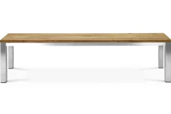 OUTFLEXX Gartenbank, Edelstahl/recyceltes Teak, 160x40x45cm, rustikal gebürstet, FSC®-zertifiziertes Produkt
