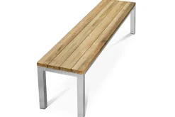 OUTFLEXX Gartenbank, Edelstahl/recyceltes Teak, 160x40x45cm, rustikal gebürstet, FSC®-zertifiziertes Produkt