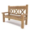 OUTFLEXX Gartenbank, natur, recyceltes Teak, 160x73cm, mit Rücken- und Armlehnen, rustikal gebürstet