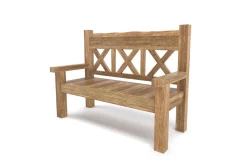 OUTFLEXX Gartenbank, natur, recyceltes Teak, 160x73cm, mit Rücken- und Armlehnen, rustikal gebürstet