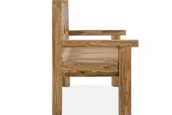 OUTFLEXX Gartenbank, natur, recyceltes Teak, 160x73cm, mit Rücken- und Armlehnen, rustikal gebürstet