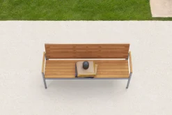 OUTFLEXX Gartenbank, Teakholz/Edelstahl, 3-Sitzer, 160x55x80cm, FSC®-zertifiziertes Produkt