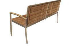 OUTFLEXX Gartenbank, Teakholz/Edelstahl, 3-Sitzer, 160x55x80cm, FSC®-zertifiziertes Produkt