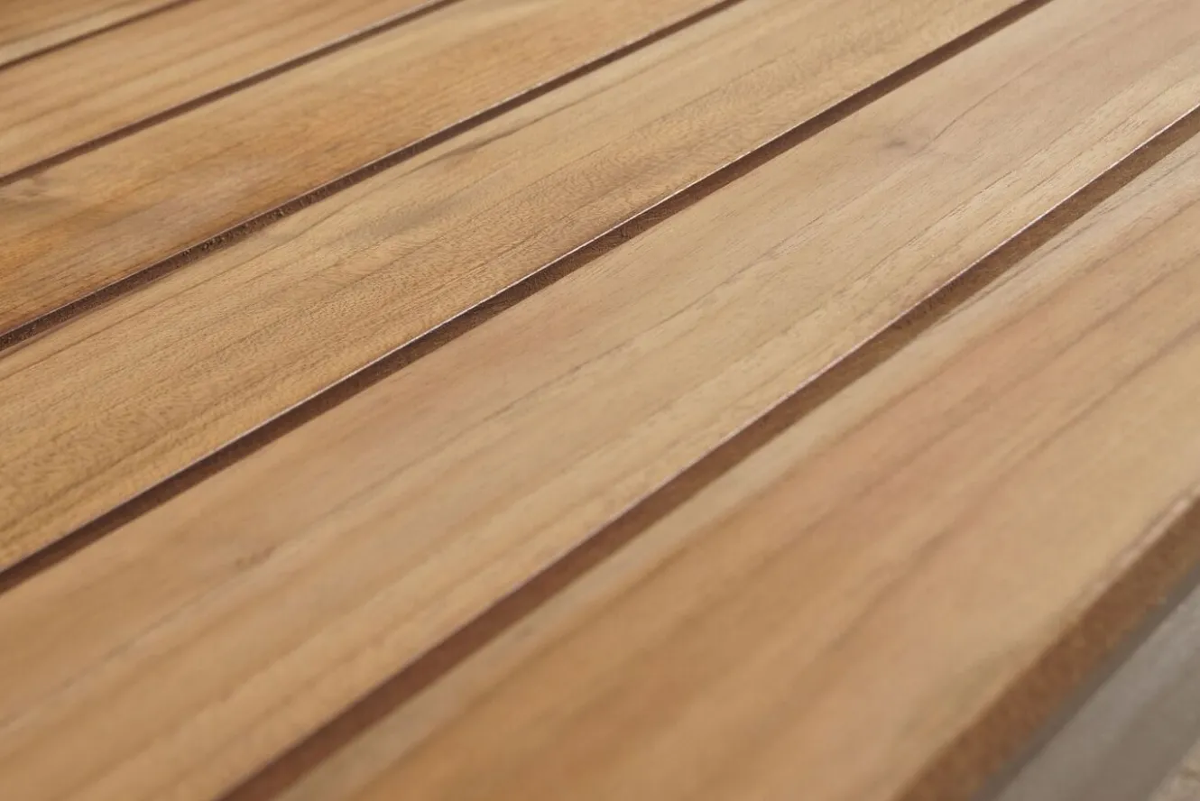 OUTFLEXX Gartenbank, Teakholz/Edelstahl, 3-Sitzer, 160x55x80cm, FSC®-zertifiziertes Produkt