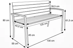OUTFLEXX Gartenbank, Teakholz/Edelstahl, 2-Sitzer, 130x55x80cm, FSC®-zertifiziertes Produkt