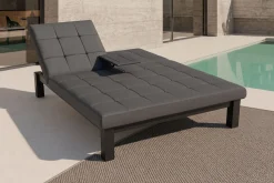 OUTFLEXX Garten-Doppelliege, dunkelgrau, Alu/Polyester, 200 x 150 cm, inkl. Mitteltisch, witterungsbeständig
