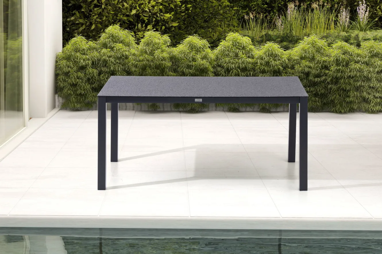 OUTFLEXX Garten-Essgruppe, anthrazit matt, Alu/Spraystone/Polyester, 160x95 cm, 4 Sessel, inkl. Polster