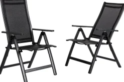 OUTFLEXX Garten-Essgruppe, anthrazit matt, Alu/Spraystone/Textilen, 160x95 cm, 6 Klappstühle, verstellbar