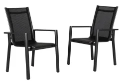 OUTFLEXX Garten-Essgruppe, anthrazit matt, Alu/Spraystone/Textilen, 160x95 cm, 4 Stapelsessel