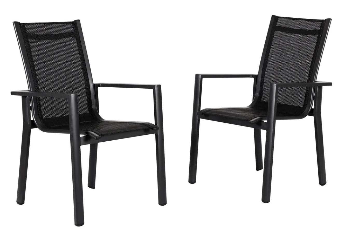 OUTFLEXX Garten-Essgruppe, anthrazit matt, Alu/Spraystone/Textilen, 160x95 cm, 6 Stapelsessel