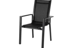 OUTFLEXX Garten-Essgruppe, anthrazit matt, Alu/Spraystone/Textilen, 160x95 cm, 6 Stapelsessel