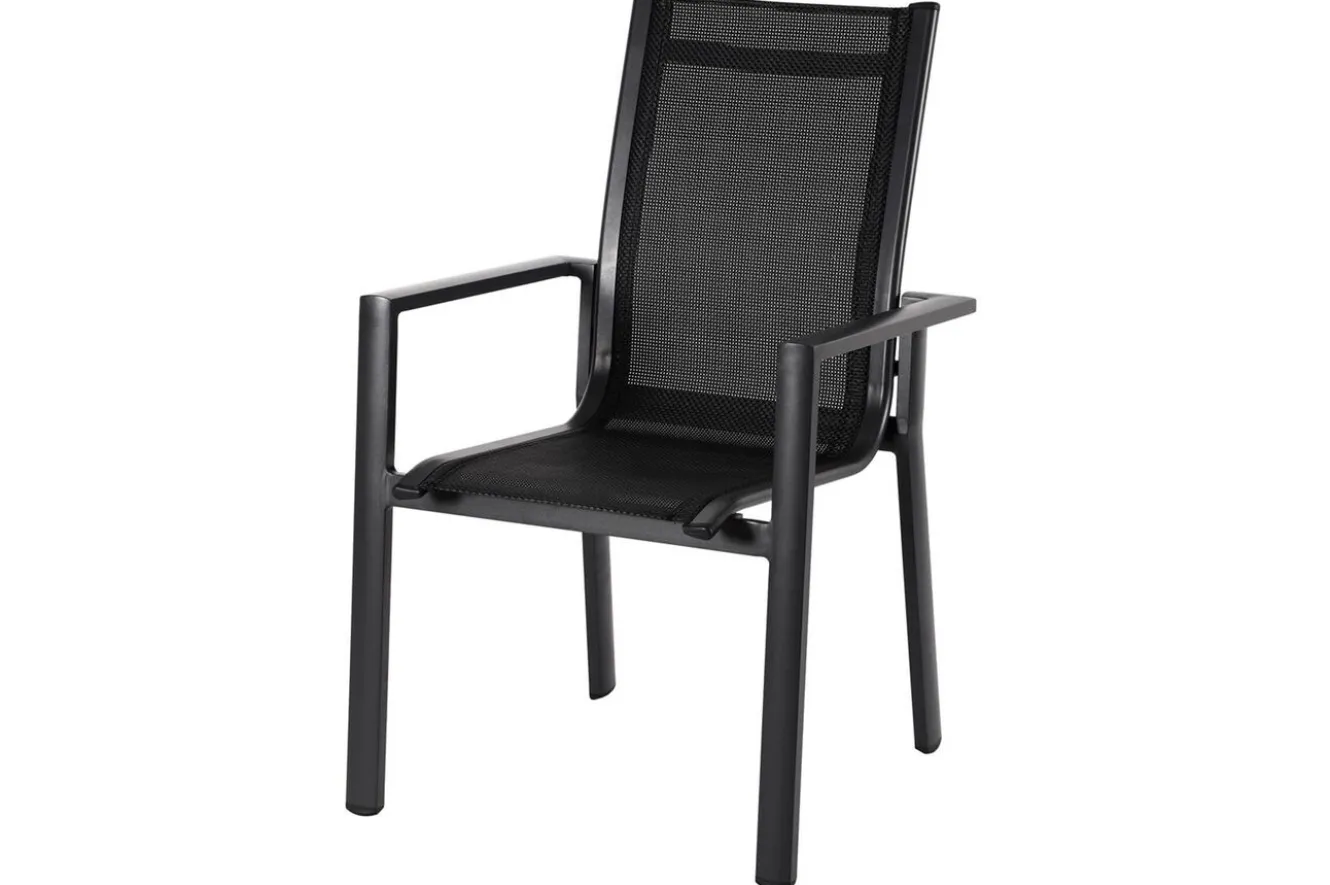 OUTFLEXX Garten-Essgruppe, anthrazit matt, Alu/Spraystone/Textilen, 160x95 cm, 6 Stapelsessel