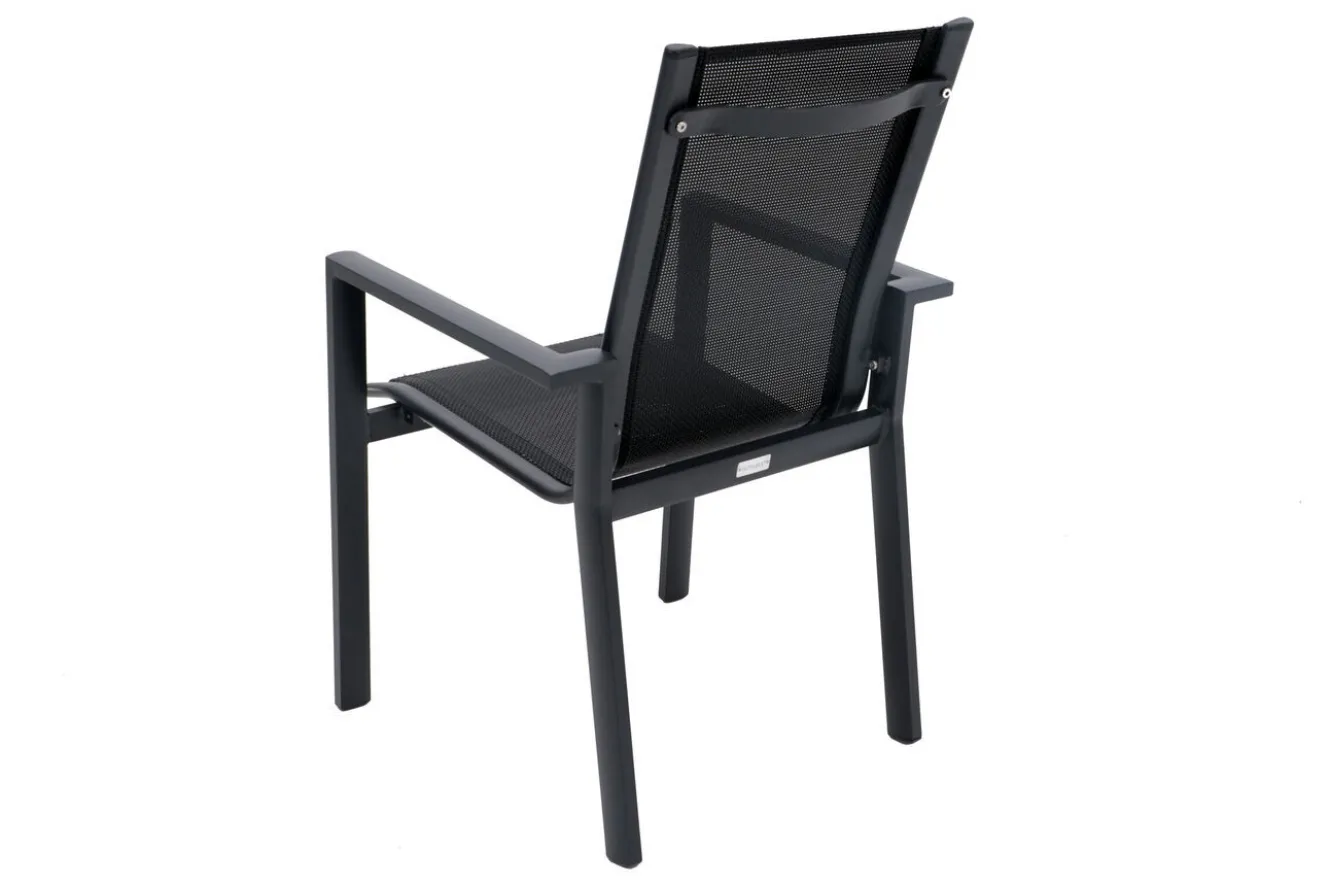 OUTFLEXX Garten-Essgruppe, anthrazit matt, Alu/Spraystone/Textilen, 160x95 cm, 6 Stapelsessel